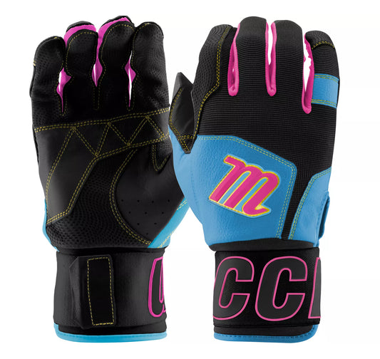 MARUCCI - ADULT BLACKSMITH BATTING GLOVES - BLACK/COLUMBIA BLUE