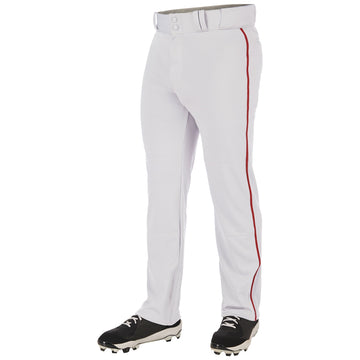 YOUTH TRIPLE CROWN OPEN BOTTOM PANT - White with Red Braid