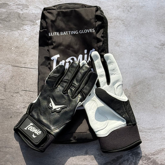 Iconic Elite Batting Gloves - Black/White (ADULT)