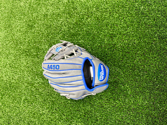 Wilson A450 10.75" Infield Baseball Glove - Grey/ Blue