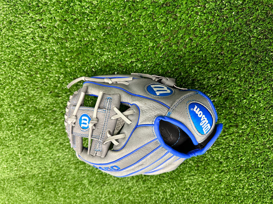 Wilson A450 10.75" Infield Baseball Glove - Grey/ Blue